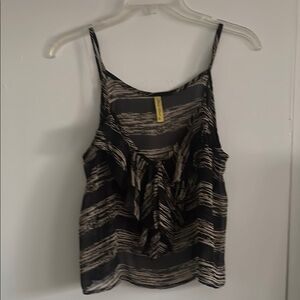 Sheer Black and Cream ruffled Top